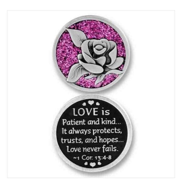 10/$25🦋 Silver & Pink Glitter Love Companion Coin - Picture 1 of 5
